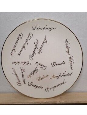 Vtg 60s Cheese Plate Cardinal China 22k Gold Trim